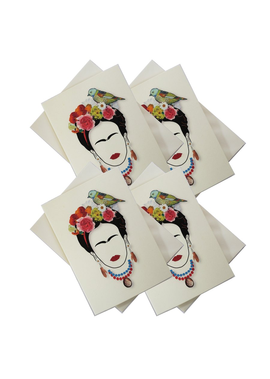 Pack Of 4 - Greeting card - inspired by Frida kahlo - artwork by Betty Shek