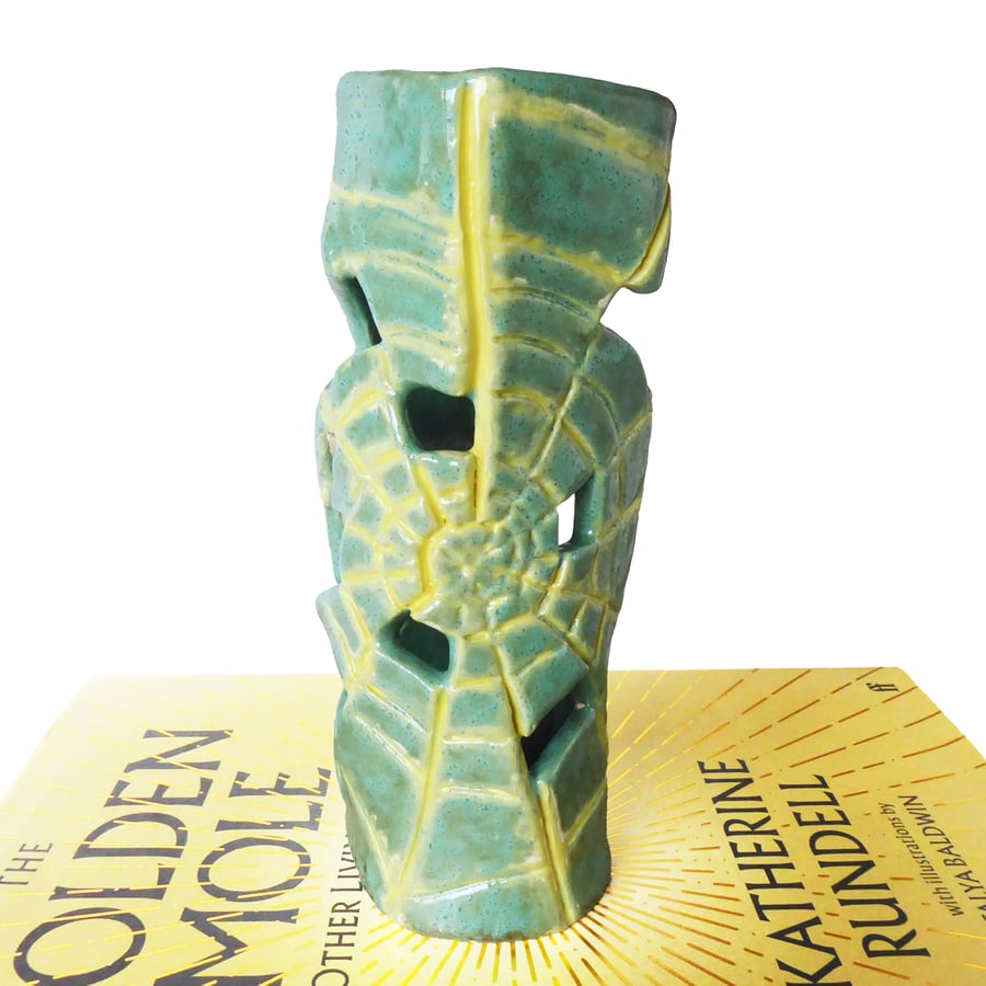Spider Web Porcelain Ceramic Pot - Hand Built