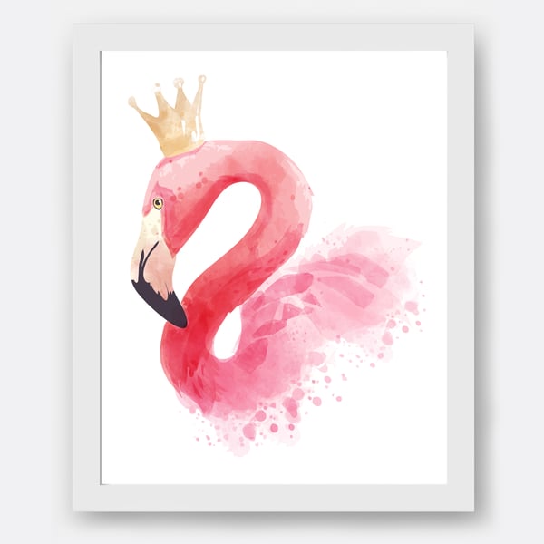 Flamingo wall print, Watercolour flamingo  wall art, flamingo decor