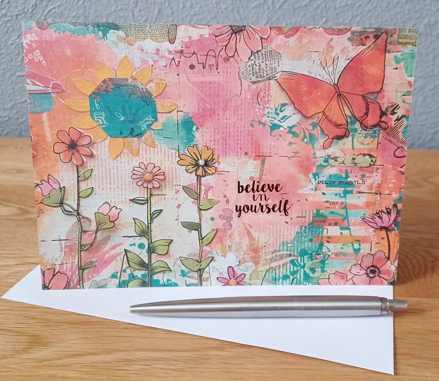 Handmade Affirmation Collage Card Believe in Yourself