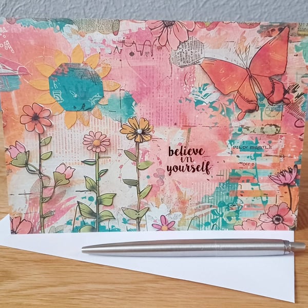 Handmade Affirmation Collage Card Believe in Yourself