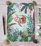 Original Sloth Jungle Painting - Gouache Painting - One of a kind