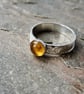  Silver Ring with leaf pattern and Citrine - November birthstone  - Image 3
