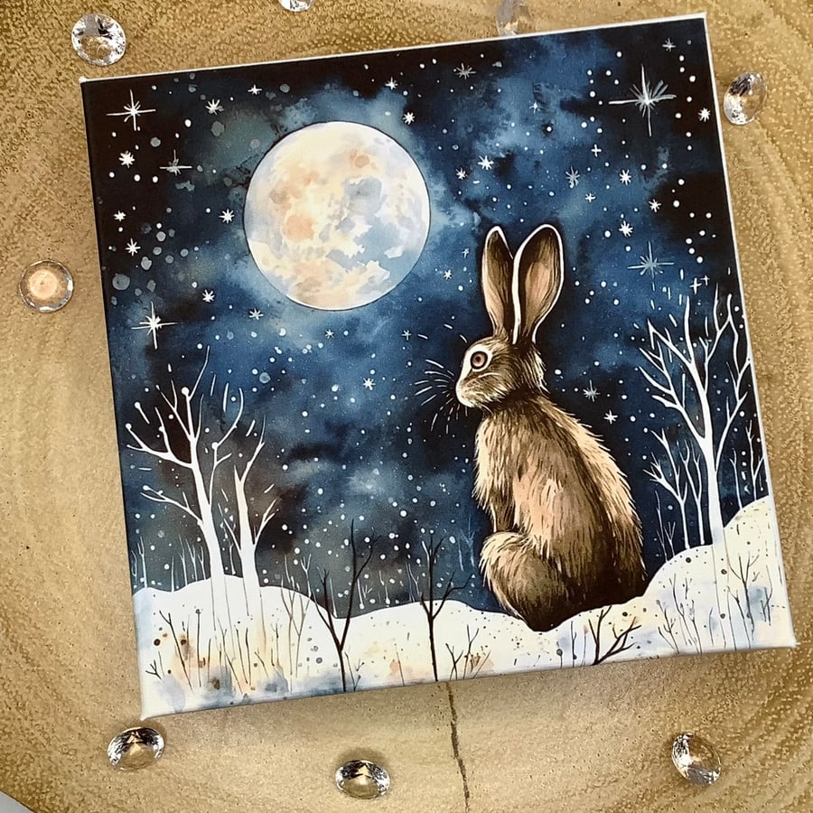  Winter Hare Cards - Box Set of 8 different designed illustrated cards