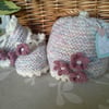 Luxery Baby Girl's Hat & Shoes Set with wool  0-6 months size