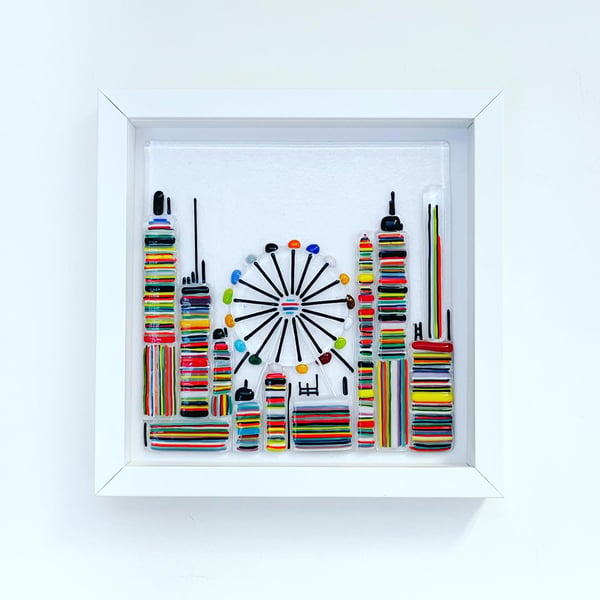London Framed Colourful Glass Wall Artwork