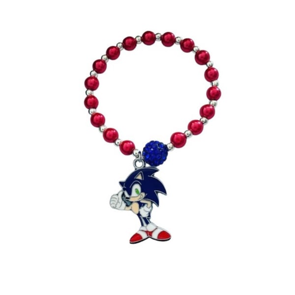 Sonic shamballa red and blue stretch beaded bracelet gift toddler adult kids 