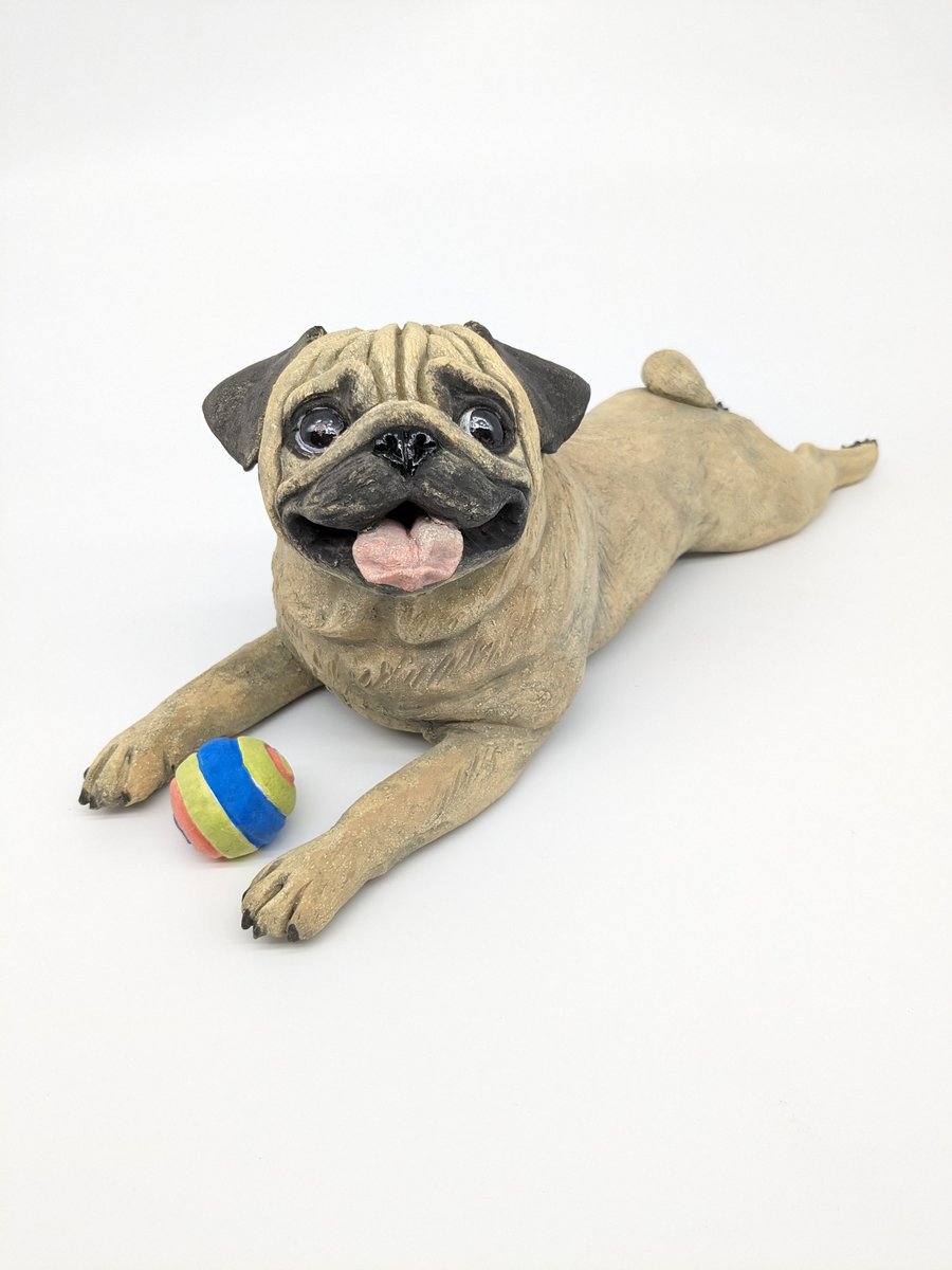 Pug and Ball Sculpture 
