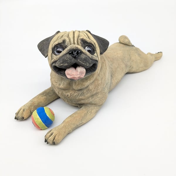 Pug and Ball Sculpture 