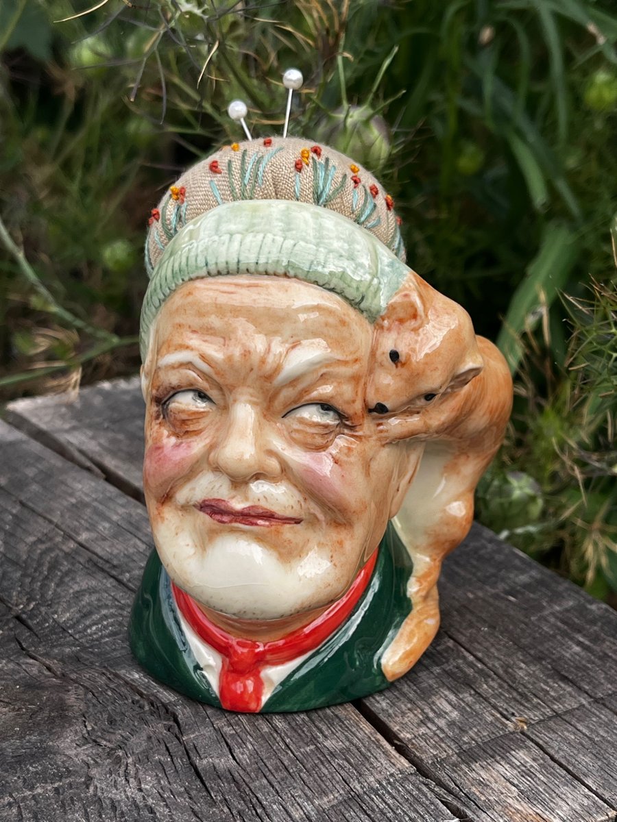 Pin cushion - last of the summer wine  - compo with ferret