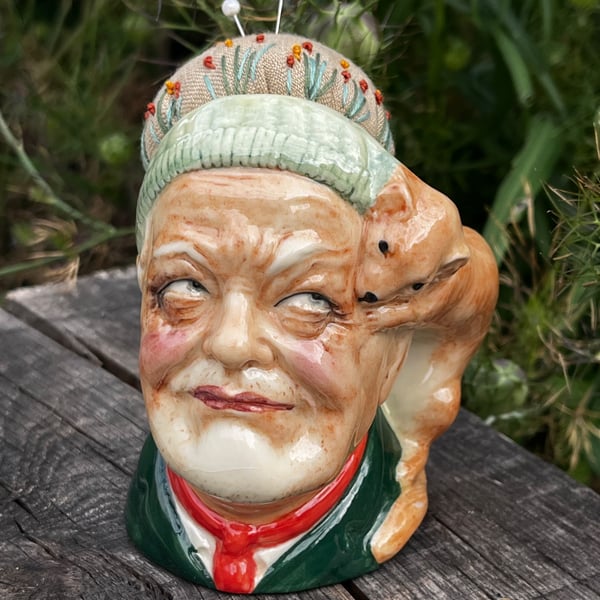 Pin cushion - last of the summer wine  - compo with ferret