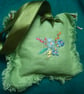 Silk Flower Vintage Hand Embroidered Linen Hanging English Lavender Bag  - Image 5