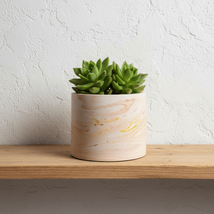 Large Plant Pot - Sunrise Marbled Red Orange and Yellow Pot Holder 
