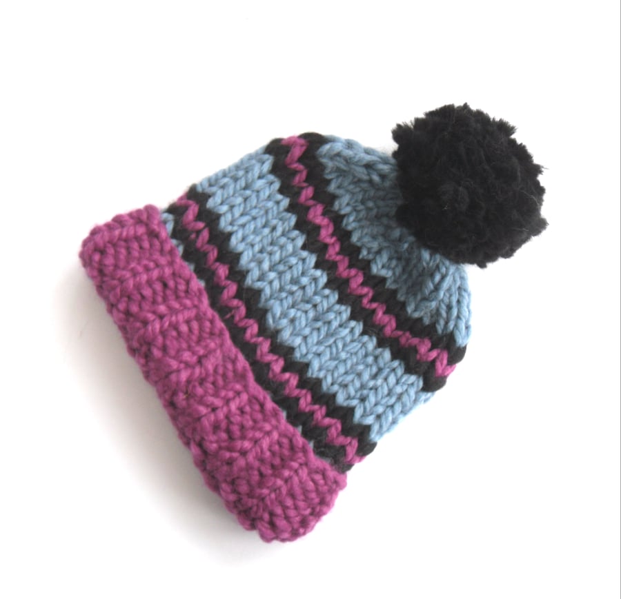 Hand knit ski hat