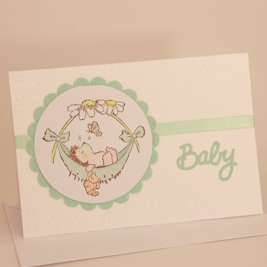 Handmade new baby card, unisex, gender neutral