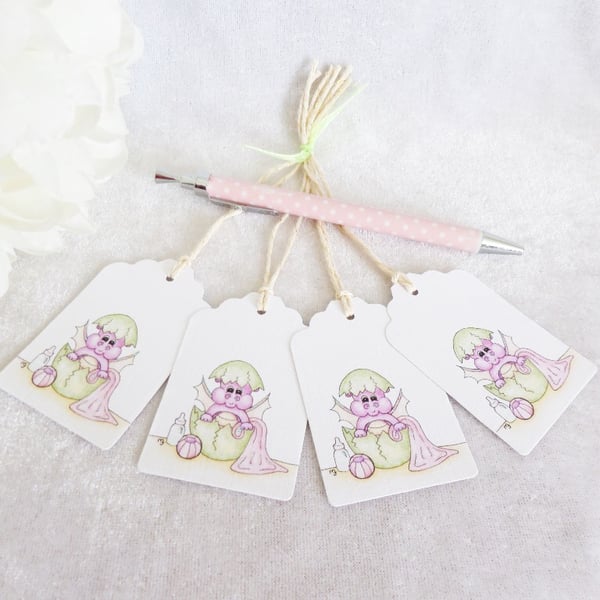New Baby Dragon Gift Tags - set of 4 tags