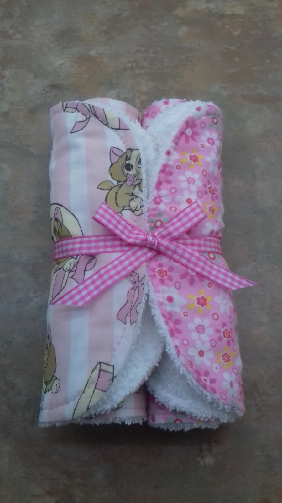 Baby girl over the shoulder burping dribble feeding cloths