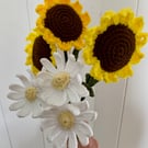 crochet sunflower and daisy bouquet 