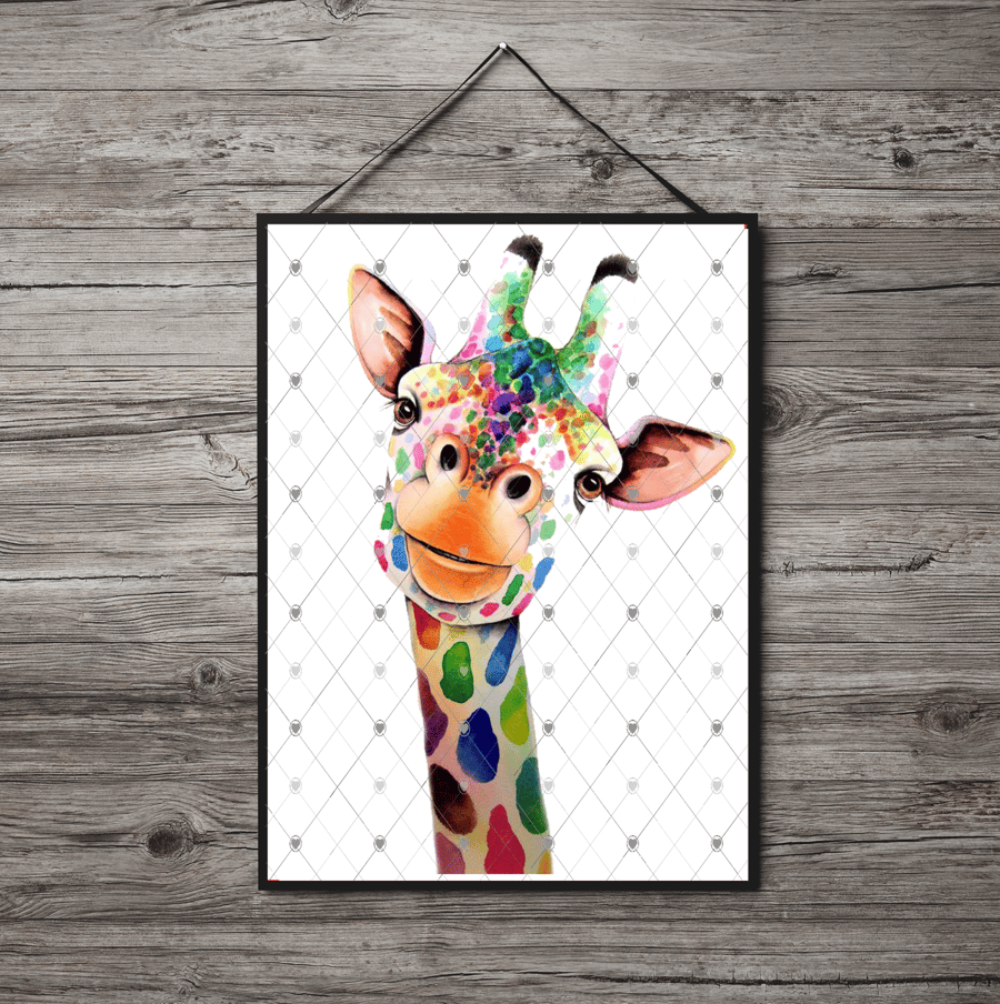 Giraffe & Baby A4 Print, Giraffe Custom Print, Personalised Wall Art