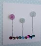 Pack of 3 Mini Blank Cards - Pastel Blue Button Flowers and Sequins - Image 8