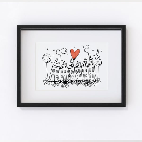Our House In The Middle illustration, Giclee print