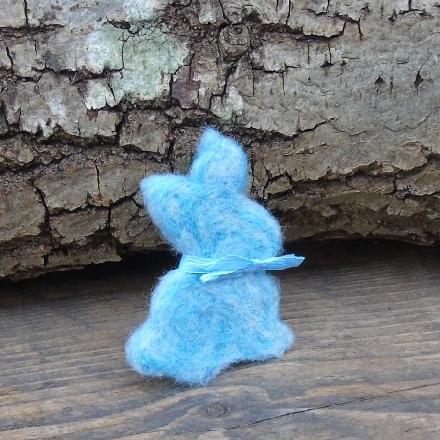 Needle felt brooch blue rabbit ladies jewellery wool badge wool art Easter