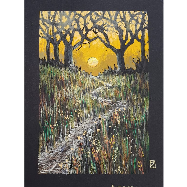 Autumn Evening landscape, spooky landscape, small wall art