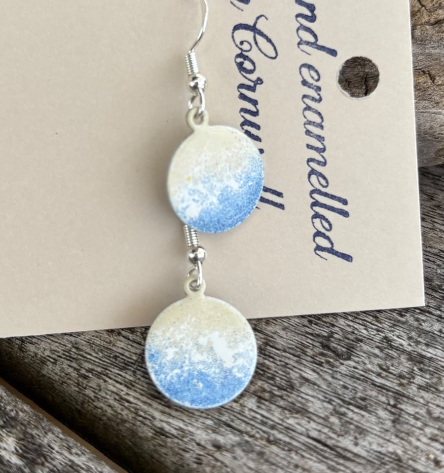 Hand enamelled beach earrings on sterling silver ear hooks 