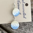 Hand enamelled beach earrings on sterling silver ear hooks 