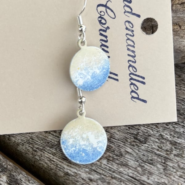 Hand enamelled beach earrings on sterling silver ear hooks 