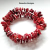 Red Coral Memory Wire Bracelet 