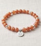 Sunstone Bracelet Personalised with Initial, Natural Sunstone Healing Crystal Br - Image 1