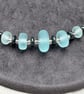 blue seaglass style lampwork glass disc necklace - Image 4