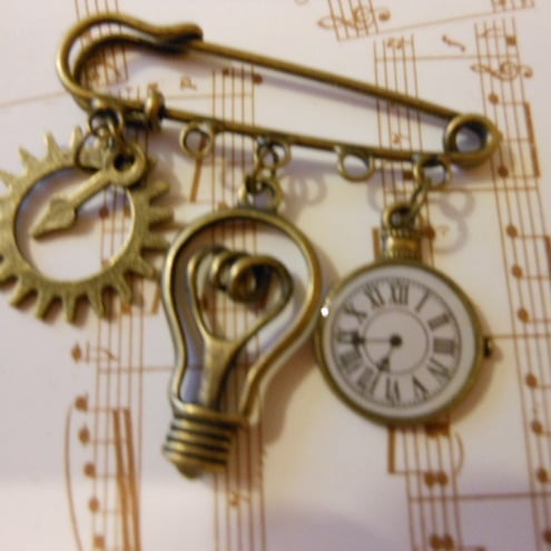 Kilt Pin Brooch inventors steam punk 