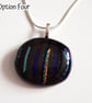 Black Dichroic Fused Glass Pendant - Rainbow Iridescent Necklace - Image 5
