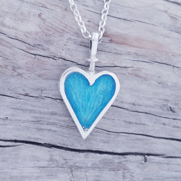 Enamelled Blue Heart Pendant