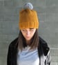 Bobble Hat in Grey Chunky Yarn with Pink Pom Pom - Image 7