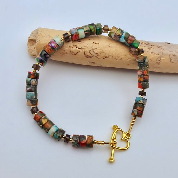 Imperial Jasper Bracelet, Birthday, Anniversary, Gemstone Jewellery Gift For Her
