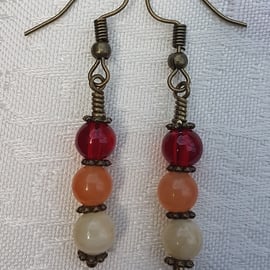 SALE - Gorgeous Red Spectrum Earrings - dark tone No4