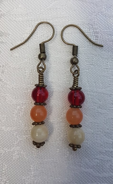 SALE - Gorgeous Red Spectrum Earrings - dark tone No4