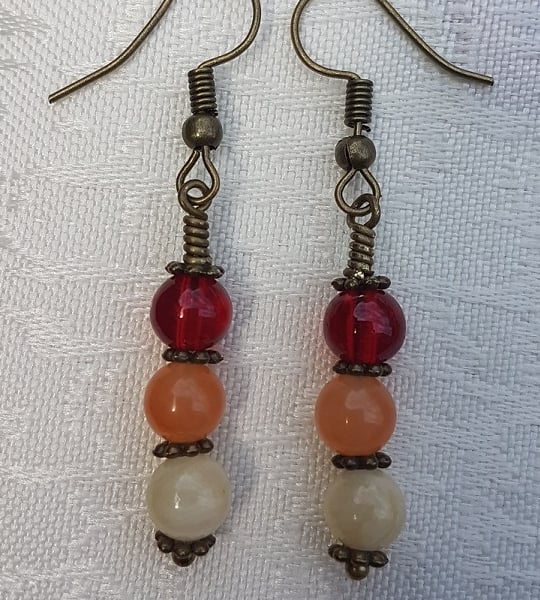 SALE - Gorgeous Red Spectrum Earrings - dark tone No4