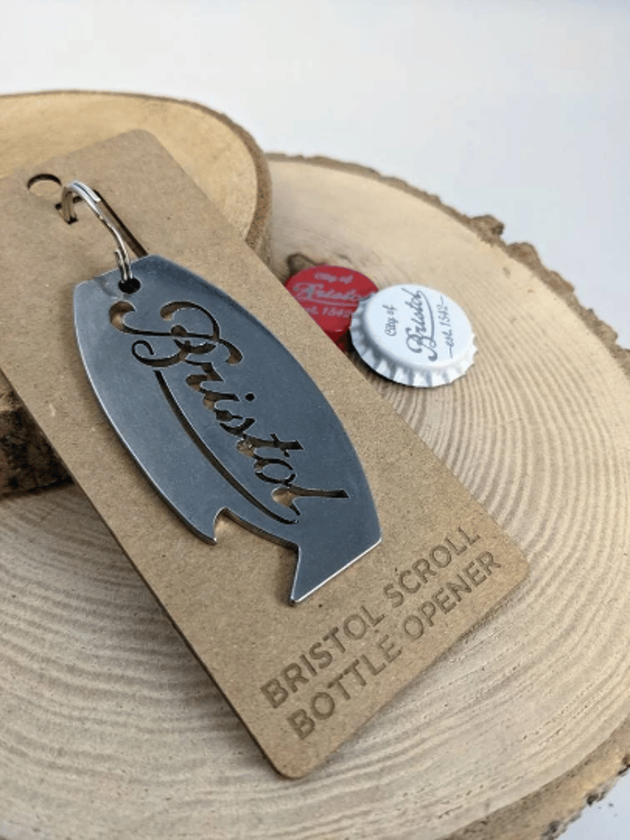 Bristol Scroll Bottle Opener Keyring
