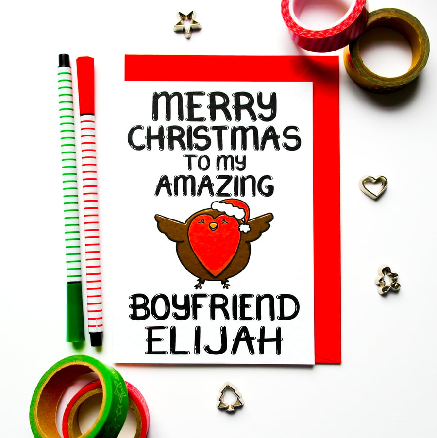 Personalised Christmas Card For Boyfriend Merry Christmas To Amazing Boyfriend 