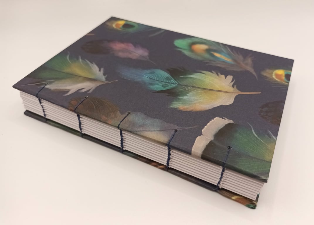 Hand bound, A6, Feather cover, Journal, Notebook