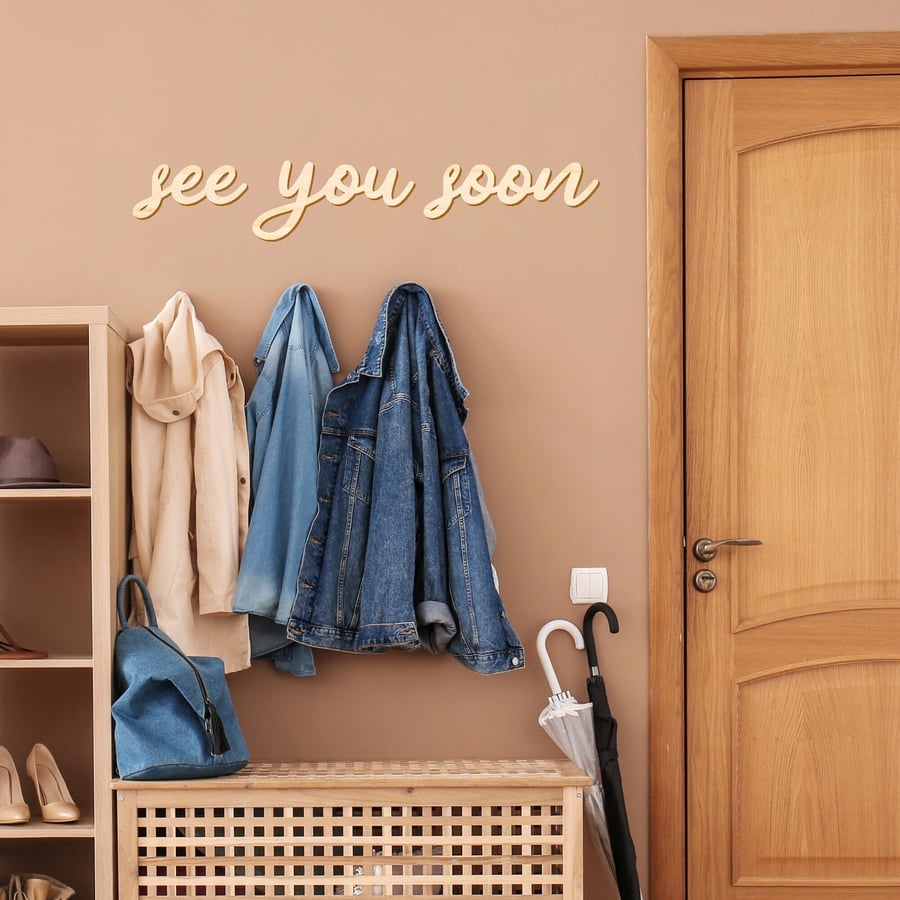 See you soon Wooden Script Wall Sign For Entryway, Hallway, Front Door, Goodby