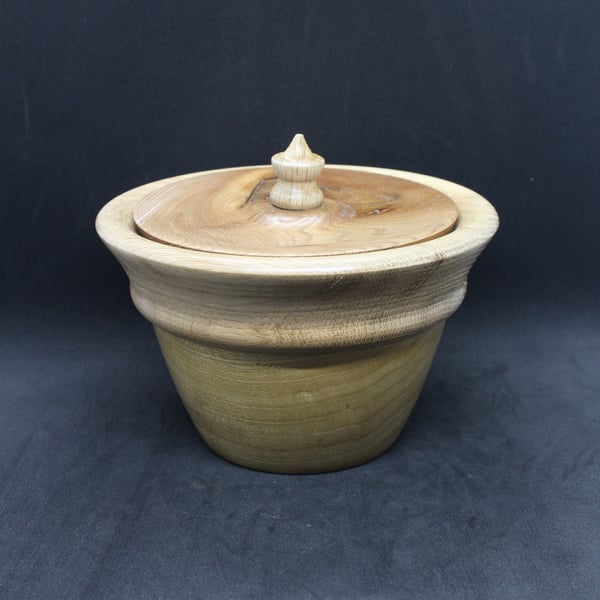 Handcrafted, lathe turned, lidded Bowl made from oak 