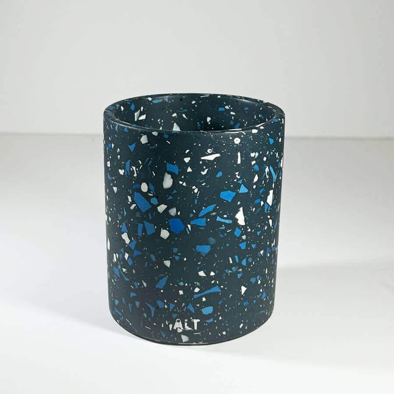 Navy Terrazzo Pencil Makeup Brush Holder, Concrete Desk Organiser, Birthday Gift