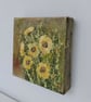 Original Yellow Sunflowers Small Hand Painted Canvas Painting - Image 4