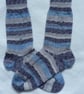 Hand-cranked Knitted Ribbed Wool Socks Size 6 to 7 - Image 3