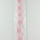 Crochet flowers -  SIX 2 layered pink glitter flowers with pearl like bead